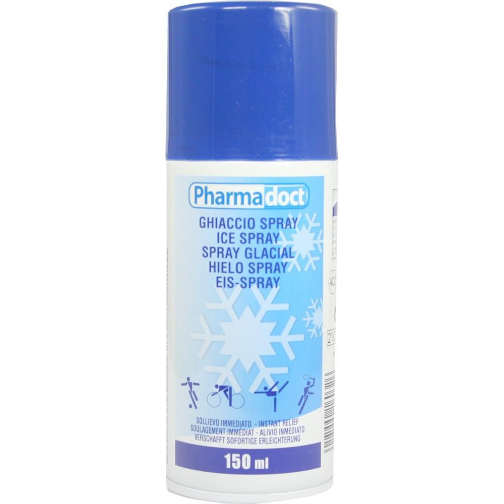 Eine blaue Dose mit der Aufschrift "Eis-Spray" und Schneeflocken.