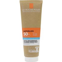 Braune Tube Sonnencreme mit LSF 50+, markiert als wasserfest.