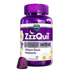 Lila Flasche mit Schlafmittel namens ZzzQuil, enthält Melatonin und Kräuter.